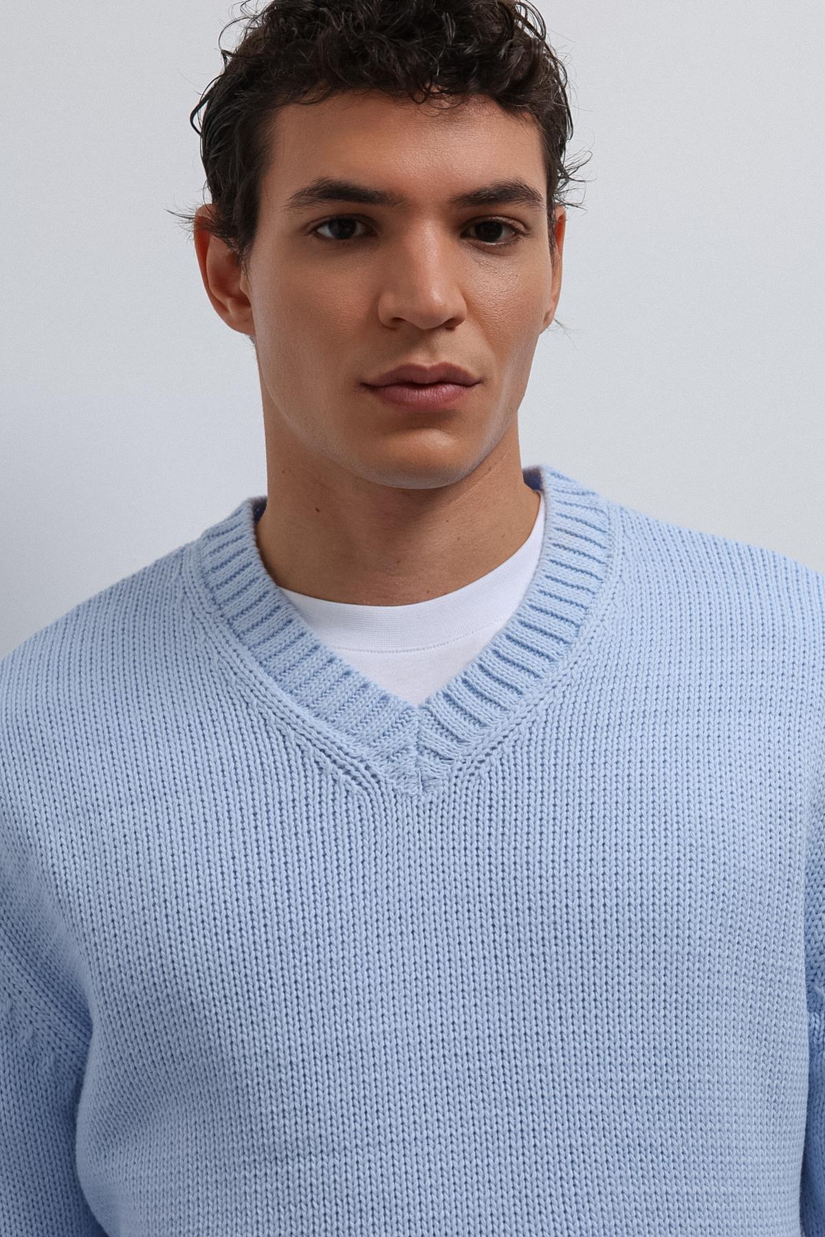 Antioch-Antioch Bebe Mavi Dokulu V Yaka Erkek Kazak-Kazak-5-Milagron.com