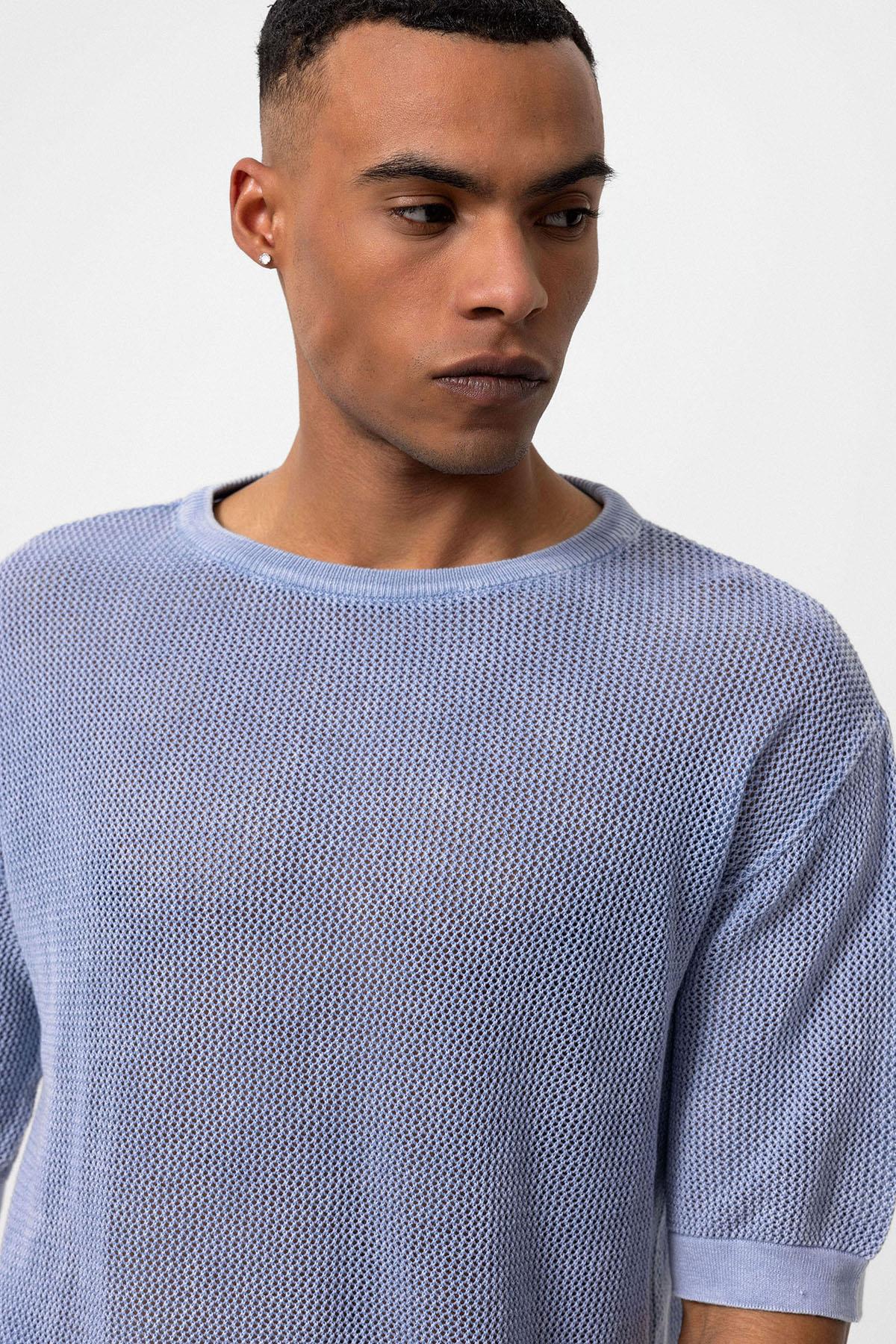 Antioch-Antioch Bebe Mavi Oversize Ajurlu Erkek T Shirt-T-Shirt-5-Milagron.com