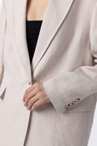 Antioch-Antioch Bej 100% Keten Kadın Blazer Ceket-Blazer Ceket-4-Milagron.com