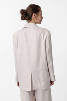 Antioch-Antioch Bej 100% Keten Kadın Blazer Ceket-Blazer Ceket-5-Milagron.com