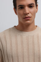 Antioch-Antioch Bej 100% Pamuk Fitilli Erkek Kazak-Kazak-3-Milagron.com