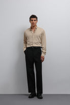 Antioch-Antioch Bej Düğmeli Yaka Relax Fit Erkek Gömlek-Gömlek-2-Milagron.com