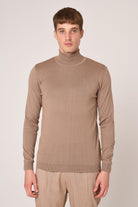 Antioch-Antioch Bej Yarım Balıkçı Yaka Slim Fit Triko Kazak-Kazak-1-Milagron.com