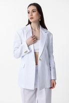 Antioch-Antioch Beyaz 100% Keten Kadın Blazer Ceket-Blazer Ceket-2-Milagron.com