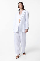 Antioch-Antioch Beyaz 100% Keten Kadın Blazer Ceket-Blazer Ceket-3-Milagron.com