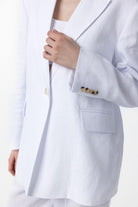 Antioch-Antioch Beyaz 100% Keten Kadın Blazer Ceket-Blazer Ceket-4-Milagron.com