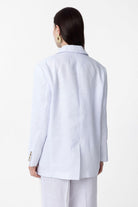 Antioch-Antioch Beyaz 100% Keten Kadın Blazer Ceket-Blazer Ceket-5-Milagron.com