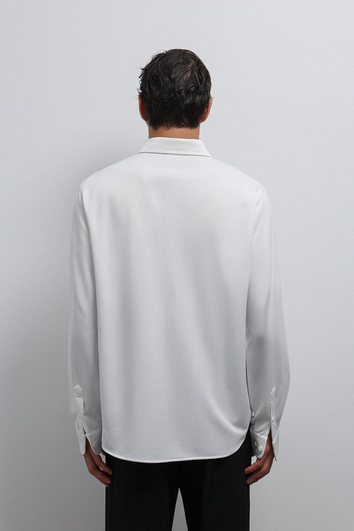 Antioch-Antioch Beyaz Düğmeli Yaka Relax Fit Erkek Gömlek-Gömlek-5-Milagron.com
