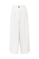 Antioch-Antioch Beyaz Keten Karışımlı Kadın Culotte Pantolon-Kumaş Pantolon-6-Milagron.com