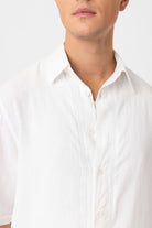 Antioch-Antioch Beyaz Keten Karışımlı Relaxed Erkek Gömlek-Gömlek-5-Milagron.com