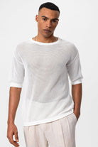 Antioch-Antioch Beyaz Oversize Ajurlu Erkek T Shirt-T-Shirts-4-Milagron.com