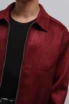 Antioch-Antioch Bordo Fermuarlı Suni Süet Erkek Mont-Mont-4-Milagron.com