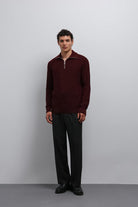 Antioch-Antioch Bordo Fermuarlı Triko Erkek Kazak-Kazak-3-Milagron.com