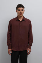 Antioch-Antioch Bordo Teknik Regular Fit Erkek Gömlek-Gömlek-2-Milagron.com