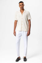 Antioch-Antioch Ekru Apaş Yaka örme Desenli Erkek Gömlek-Gömlek-4-Milagron.com