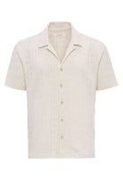 Antioch-Antioch Ekru Apaş Yaka örme Desenli Erkek Gömlek-Gömlek-7-Milagron.com