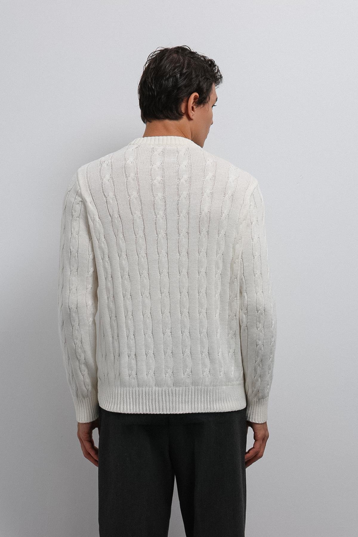 Antioch-Antioch Ekru Dokulu örgü Erkek Kazak-Kazak-6-Milagron.com