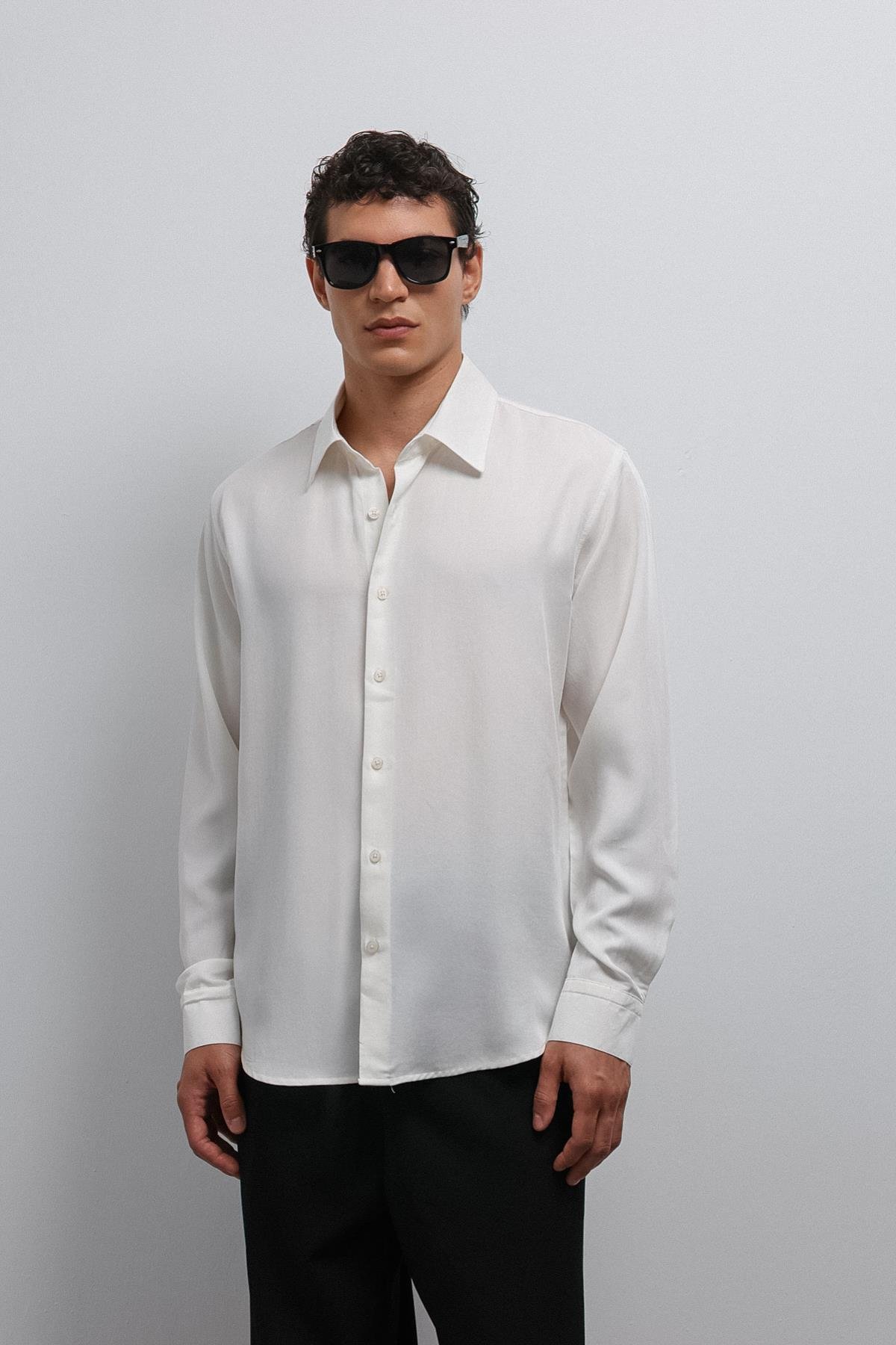 Antioch-Antioch Ekru Teknik Regular Fit Erkek Gömlek-Gömlek-1-Milagron.com