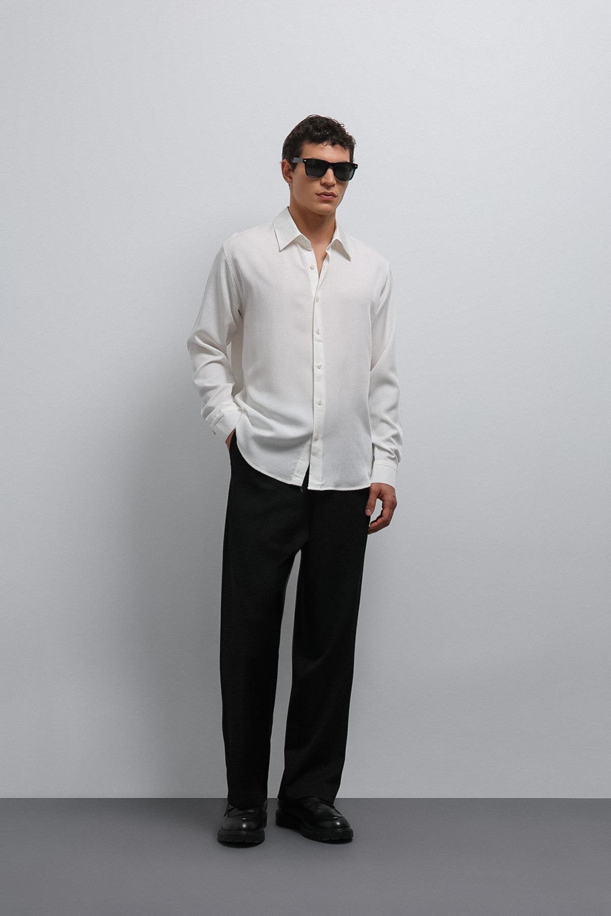 Antioch-Antioch Ekru Teknik Regular Fit Erkek Gömlek-Gömlek-2-Milagron.com