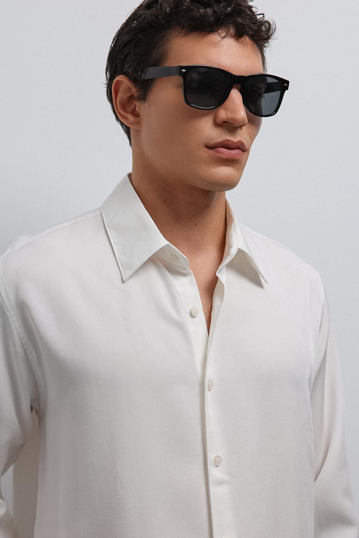 Antioch-Antioch Ekru Teknik Regular Fit Erkek Gömlek-Gömlek-3-Milagron.com