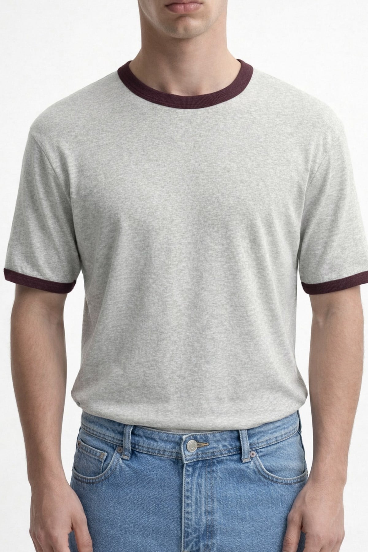 Antioch Gri Kontrast Yaka Erkek T-Shirt