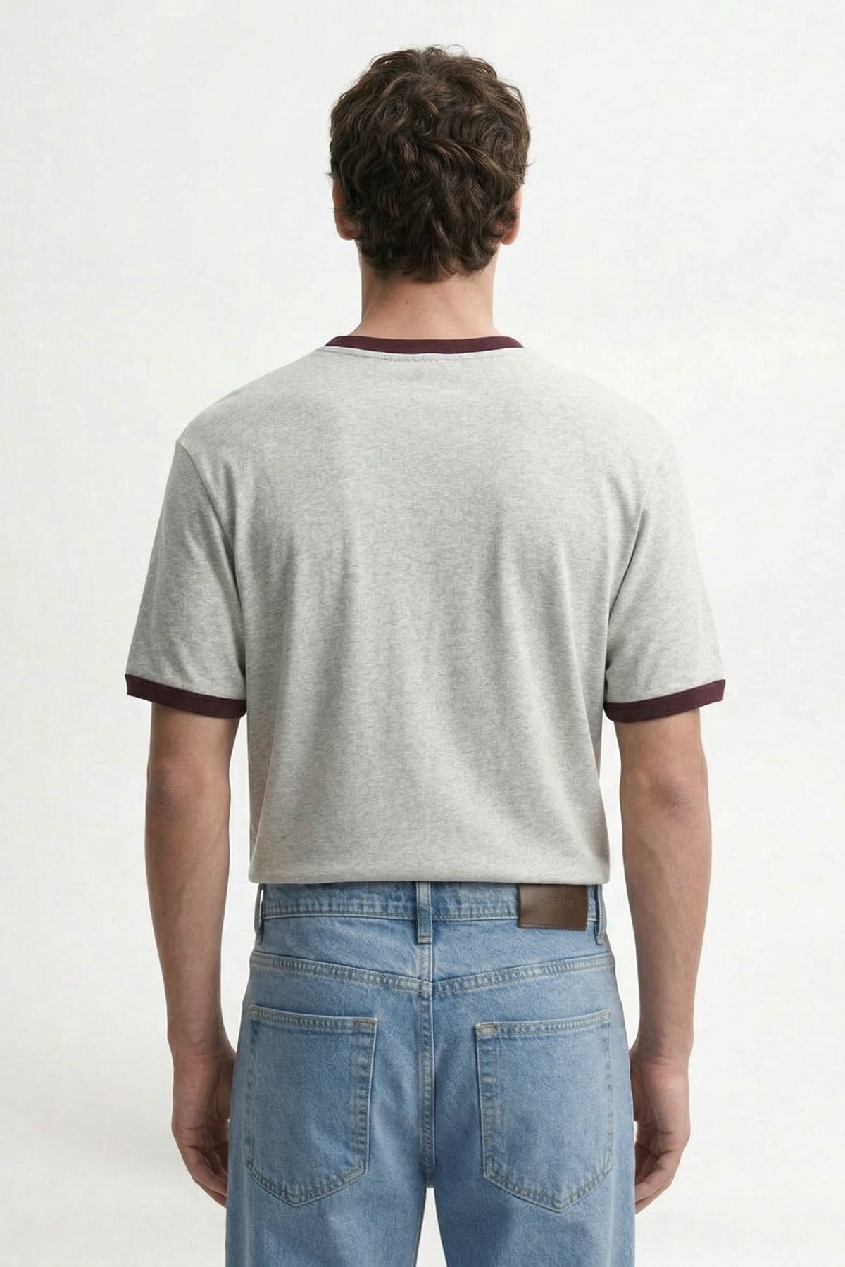 Antioch Gri Kontrast Yaka Erkek T-Shirt