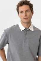 Antioch-Antioch Gri Kontrast Yaka İnterlok Dokulu Erkek T Shirt-T-Shirt-4-Milagron.com