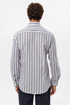 Antioch-Antioch Gri Slim Fit çizgili Erkek Gömlek-Gömlek-5-Milagron.com