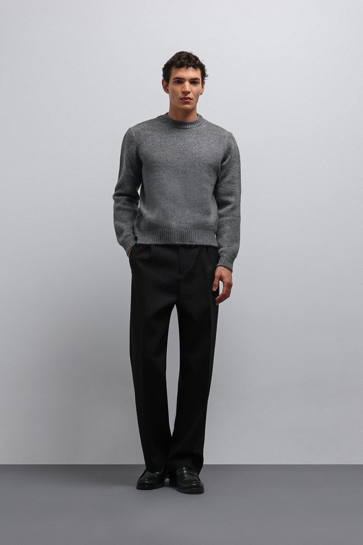 Antioch-Antioch Gri Yumuşak Dokulu Erkek Kazak-Kazak-2-Milagron.com