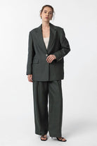 Antioch-Antioch Haki 100% Keten Kadın Blazer Ceket-Blazer Ceket-3-Milagron.com