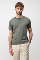 Antioch Haki Dokulu Erkek Triko T-Shirt