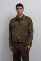 Antioch-Antioch Haki Fermuarlı Suni Süet Erkek Mont-Mont-2-Milagron.com