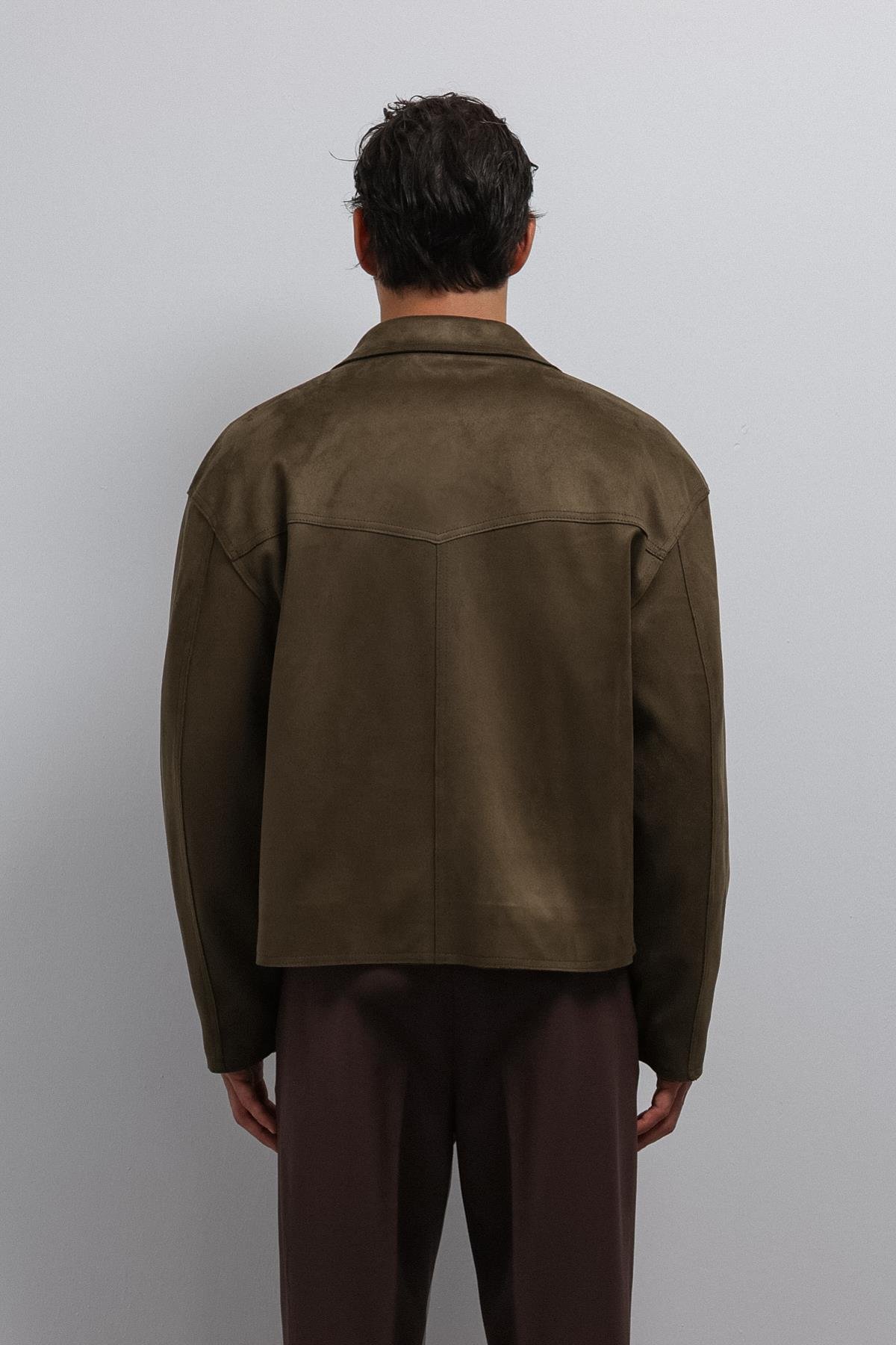 Antioch-Antioch Haki Fermuarlı Suni Süet Erkek Mont-Mont-5-Milagron.com