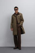 Antioch-Antioch Haki Kontrast Yaka Teknik Erkek Trençkot-Trençkot-1-Milagron.com