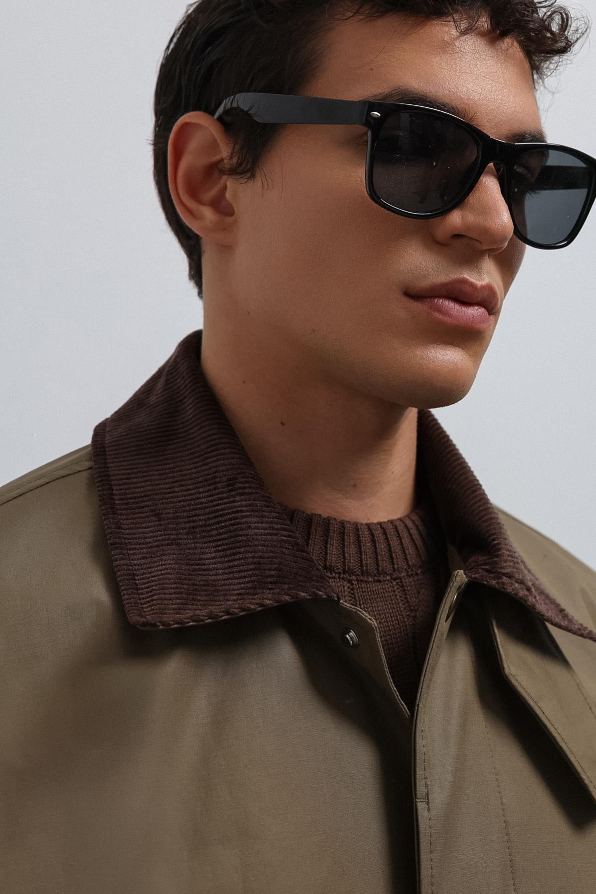 Antioch-Antioch Haki Kontrast Yaka Teknik Erkek Trençkot-Trençkot-6-Milagron.com