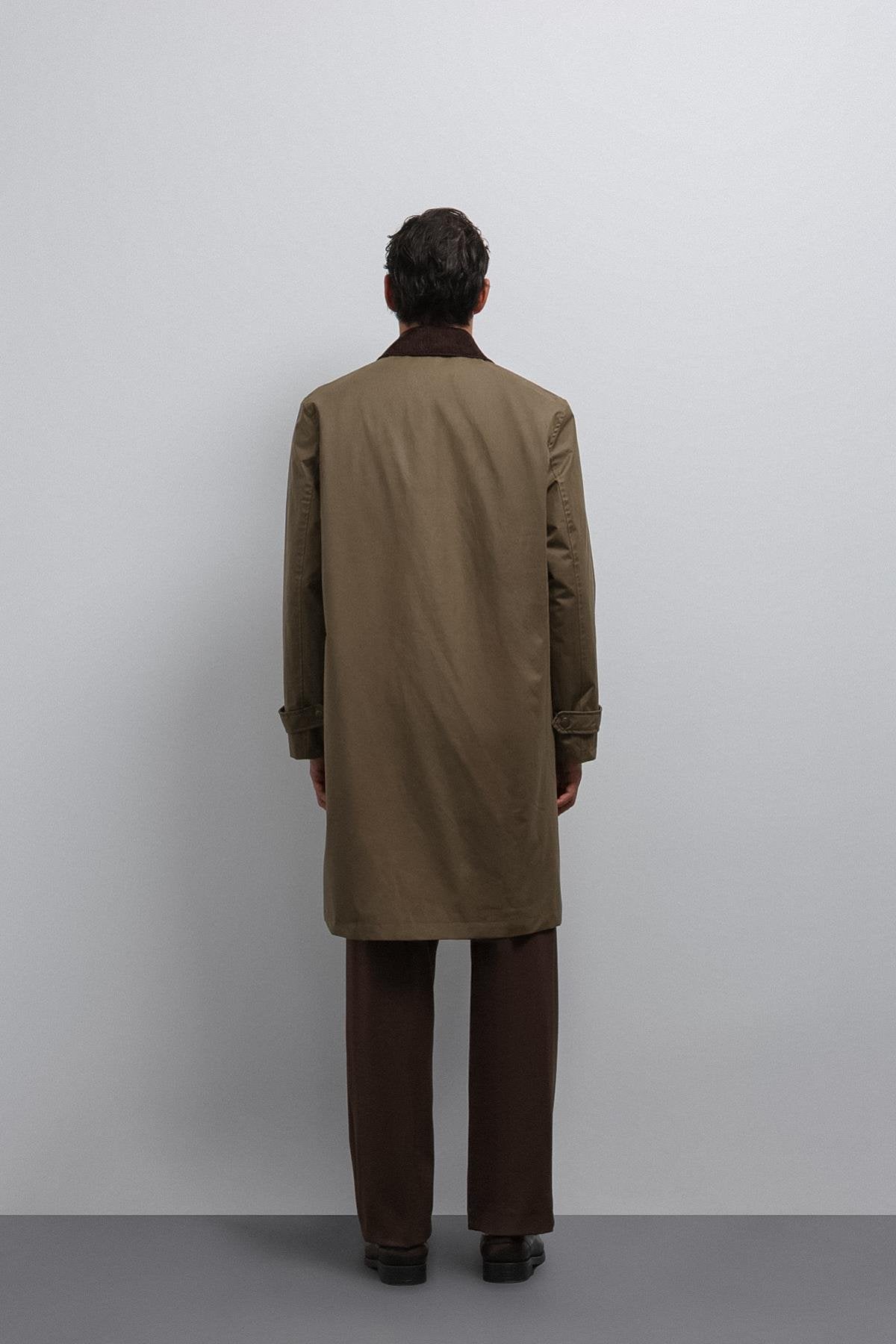 Antioch-Antioch Haki Kontrast Yaka Teknik Erkek Trençkot-Trençkot-8-Milagron.com