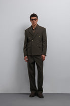 Antioch-Antioch Haki Kruvaze Erkek Blazer Ceket-Blazer Ceket-3-Milagron.com