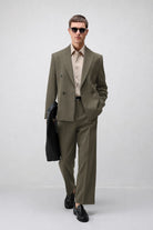Antioch Haki Relax Fit Kruvaze Erkek Blazer Ceket