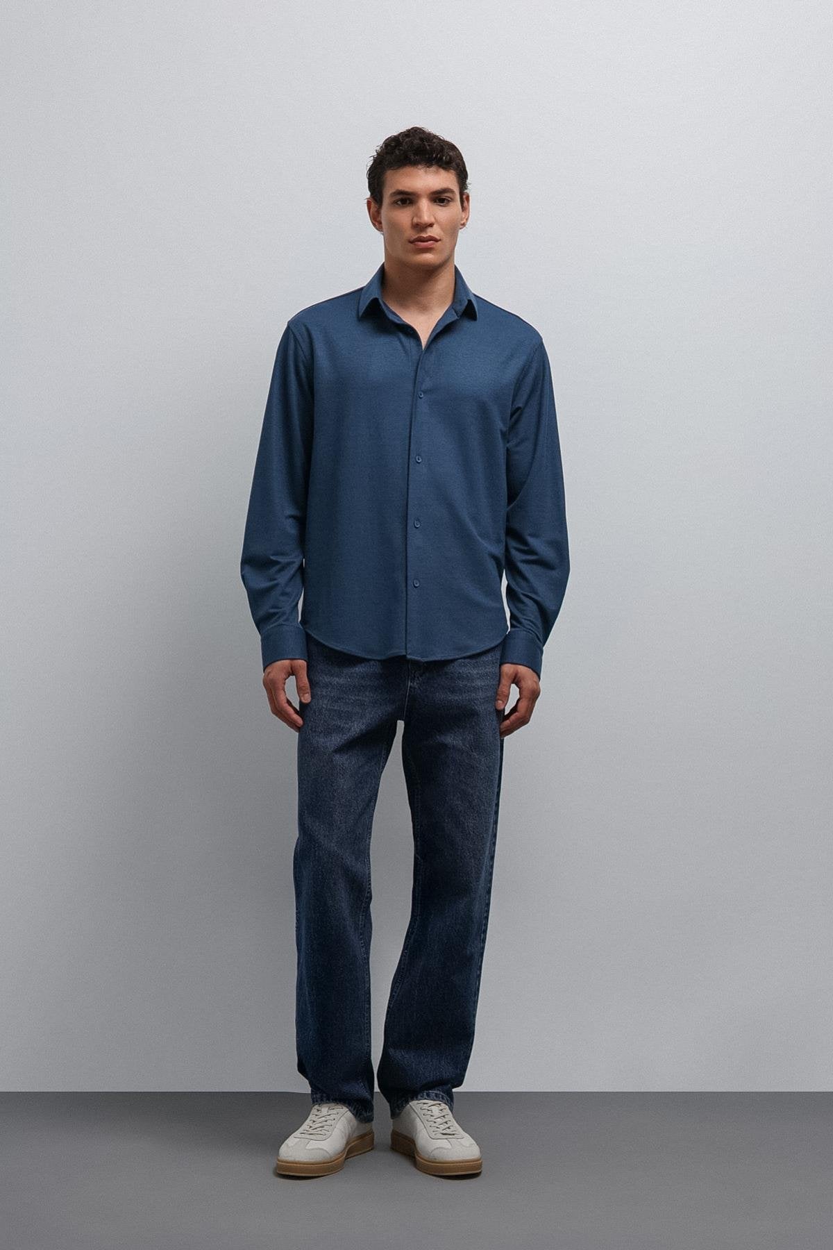 Antioch-Antioch İndigo Relax Fit Erkek Gömlek-Gömlek-3-Milagron.com