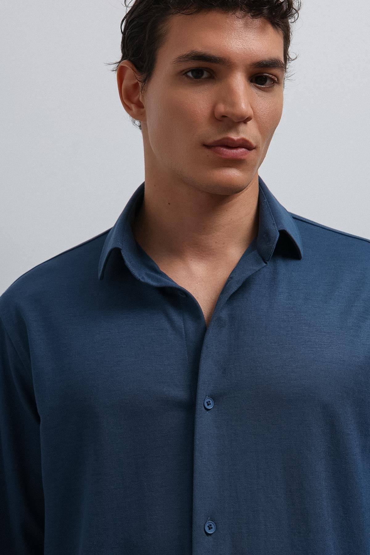 Antioch-Antioch İndigo Relax Fit Erkek Gömlek-Gömlek-4-Milagron.com