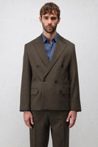 Antioch Kahve 1 Relax Fit Kruvaze Erkek Blazer Ceket