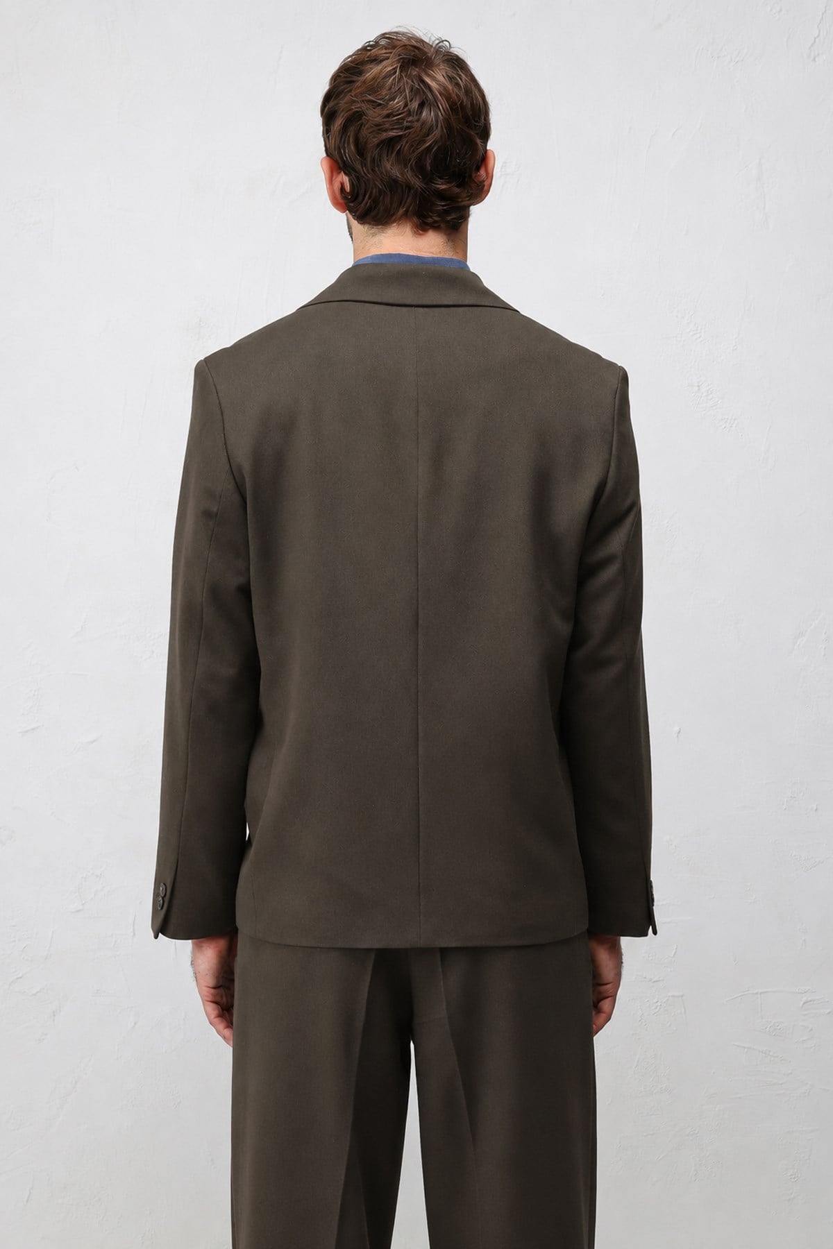 Antioch Kahve 1 Relax Fit Kruvaze Erkek Blazer Ceket