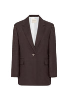 Antioch-Antioch Kahve 100% Keten Kadın Blazer Ceket-Blazer Ceket-6-Milagron.com