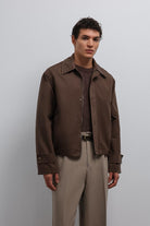 Antioch-Antioch Kahve Kontrast Yaka Teknik Erkek Mont-Mont-1-Milagron.com