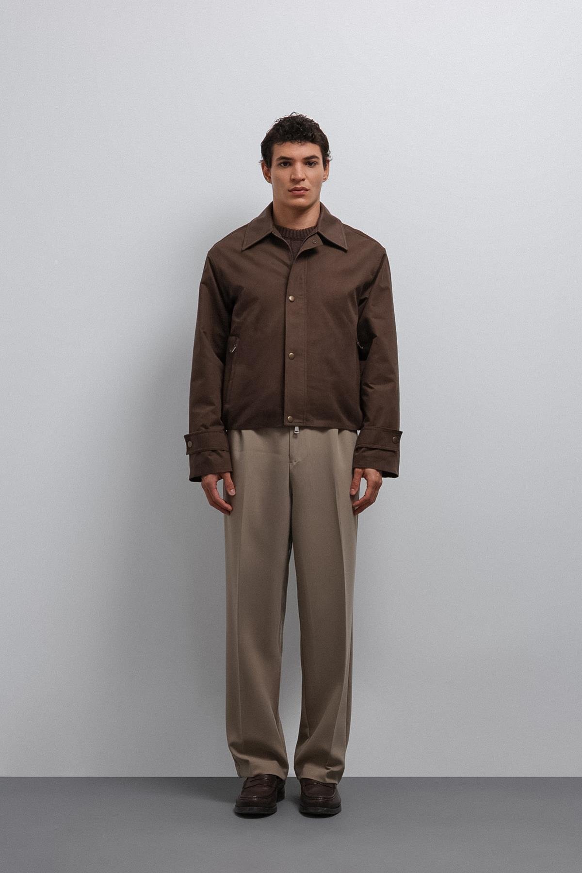 Antioch-Antioch Kahve Kontrast Yaka Teknik Erkek Mont-Mont-2-Milagron.com