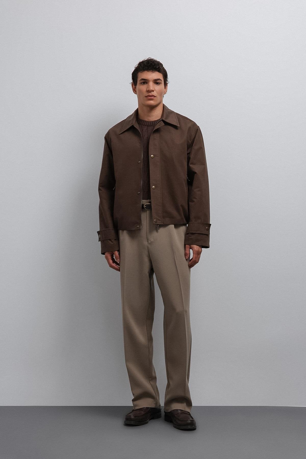 Antioch-Antioch Kahve Kontrast Yaka Teknik Erkek Mont-Mont-3-Milagron.com