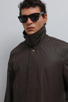 Antioch-Antioch Kahve Kontrast Yaka Teknik Erkek Trençkot-Trençkot-5-Milagron.com