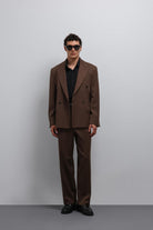 Antioch-Antioch Kahve Relax Fit Baggy Pilili Erkek Pantolon-Kumaş Pantolon-4-Milagron.com