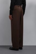 Antioch-Antioch Kahve Relax Fit Baggy Pilili Erkek Pantolon-Kumaş Pantolon-5-Milagron.com