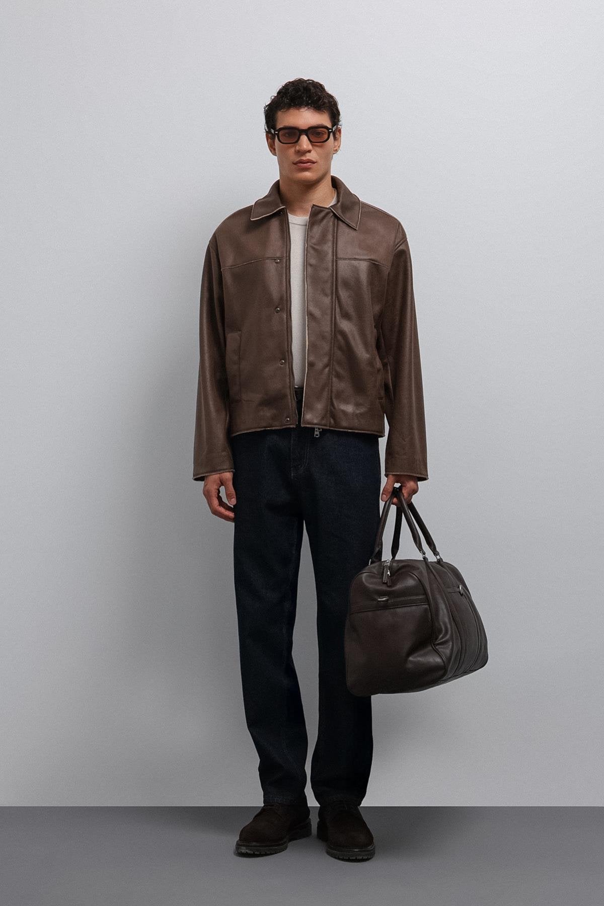 Antioch-Antioch Kahve Relax Fit Suni Deri Erkek Mont-Mont-2-Milagron.com